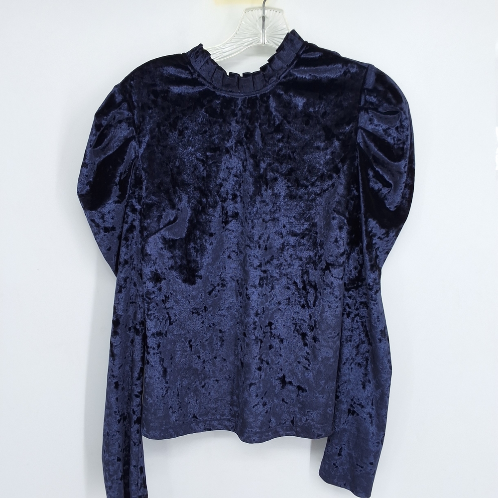 Endless Rose Small Velvet Blouse - Deep Blue